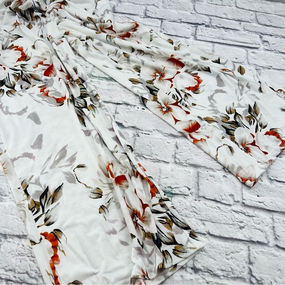 Striped Floral Jumpsuit XL White Multi Color Tank Wide Leg Casual Knit - Picture 4 of 10